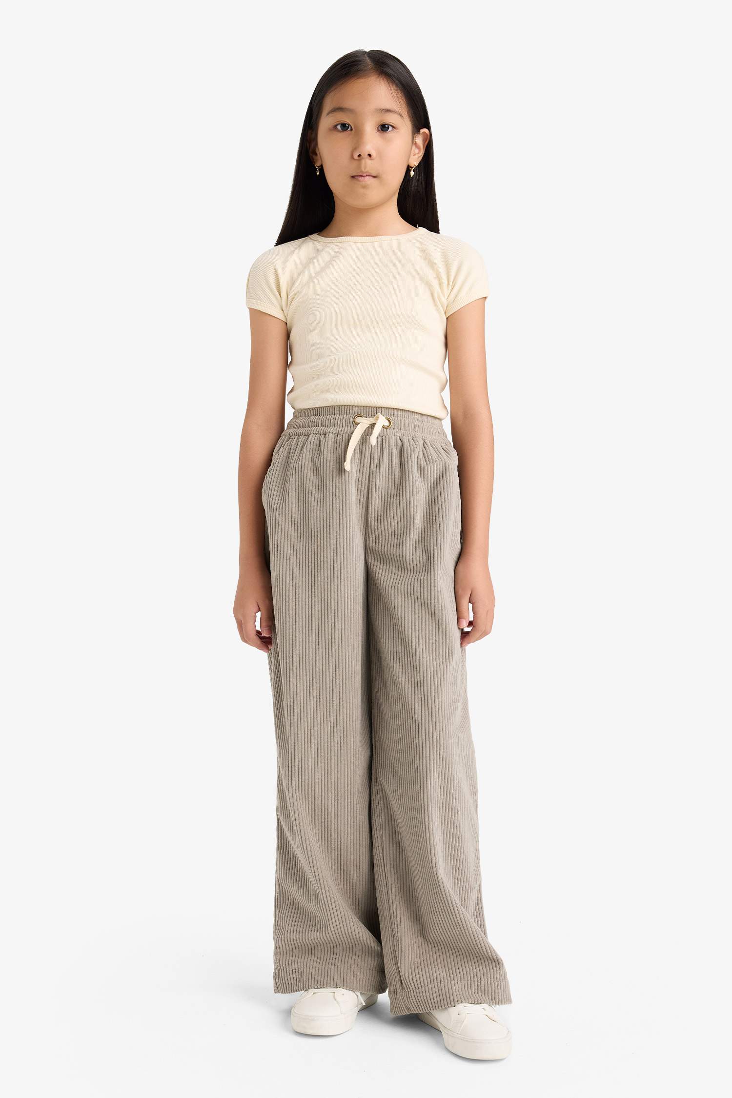 Girls' Wide Leg Pants with Elastic Waistband
