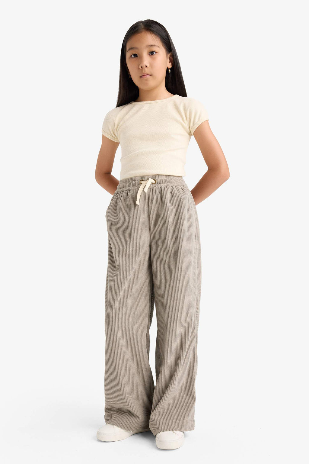 Girls' Wide Leg Pants with Elastic Waistband