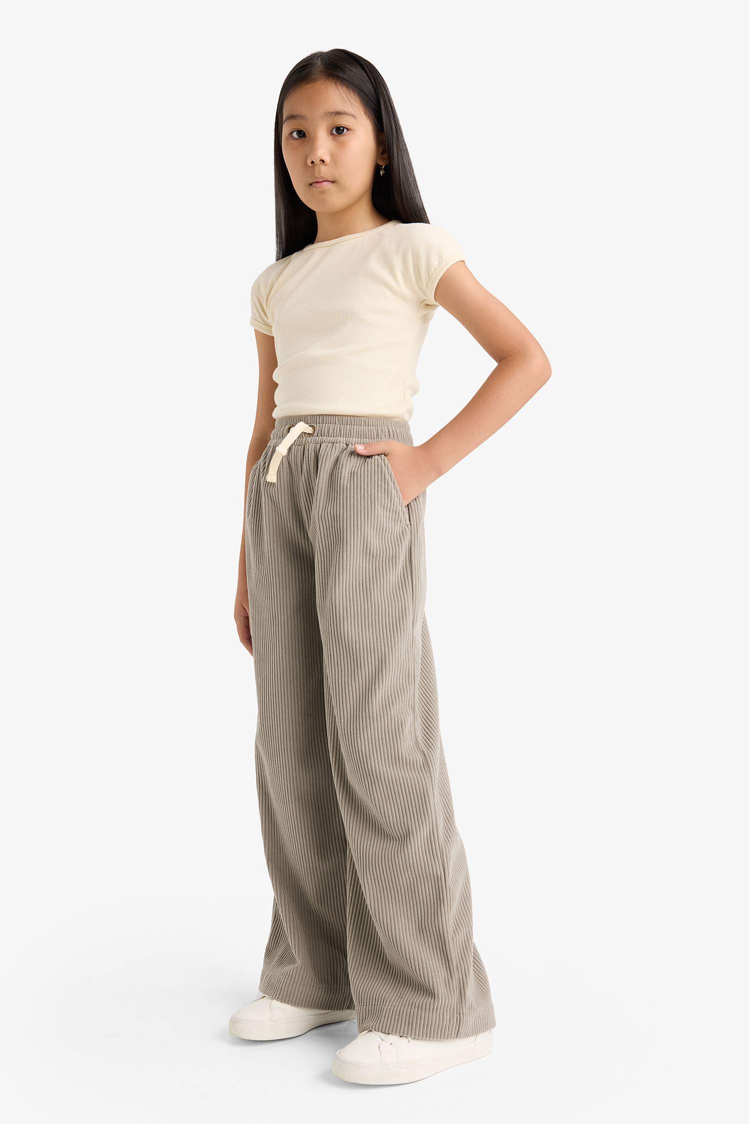 Girls' Wide Leg Pants with Elastic Waistband