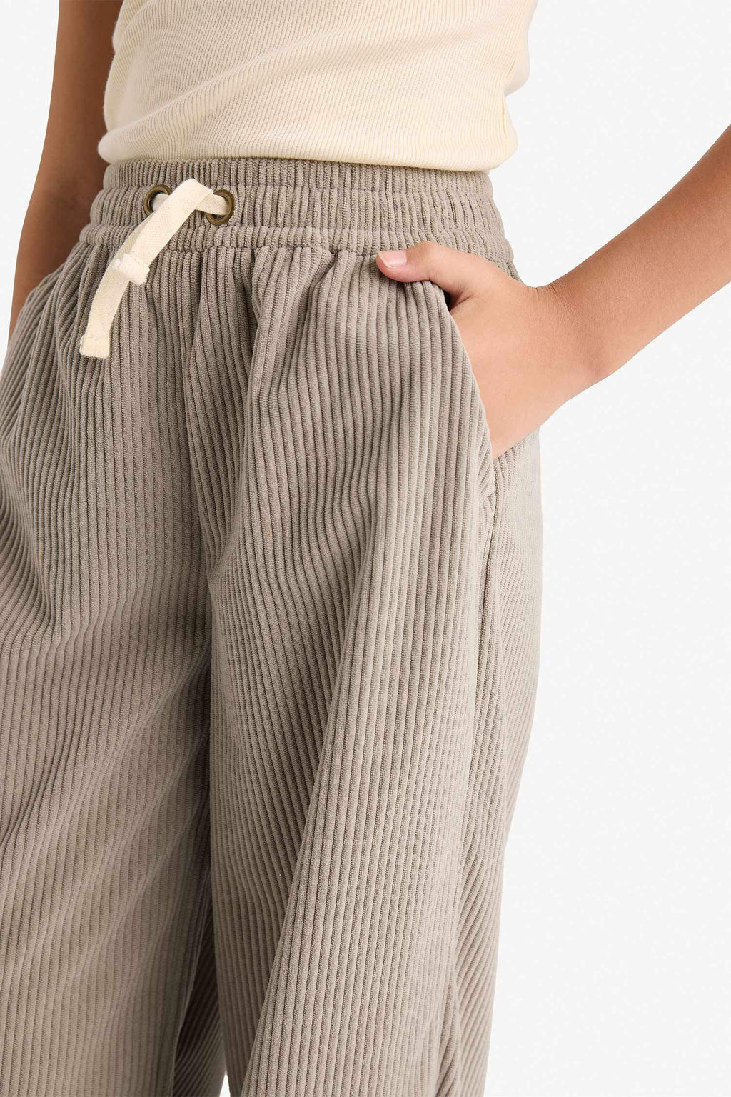 Girls' Wide Leg Pants with Elastic Waistband