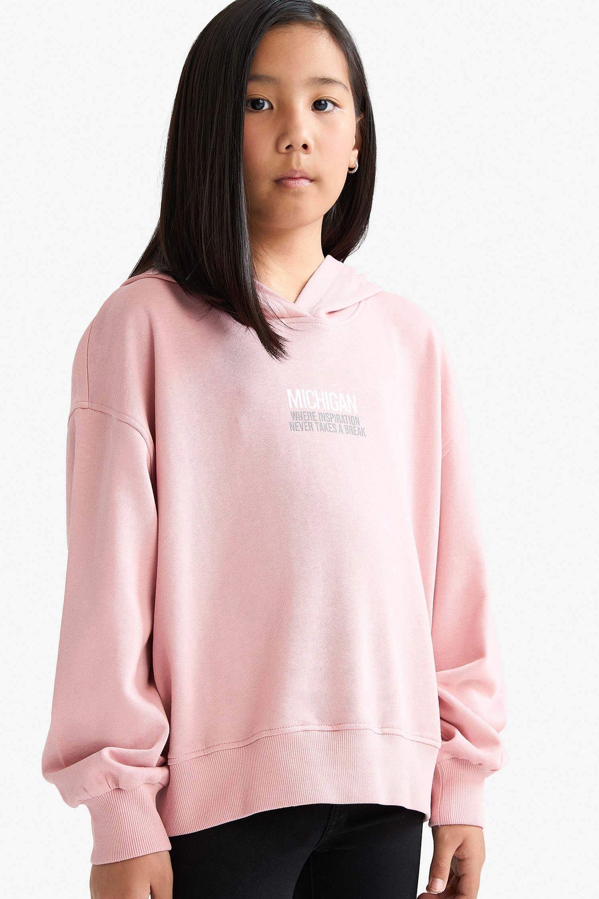 Girl Oversize Fit Crew Neck Animal Printed Thick Fabric Sweatshirt