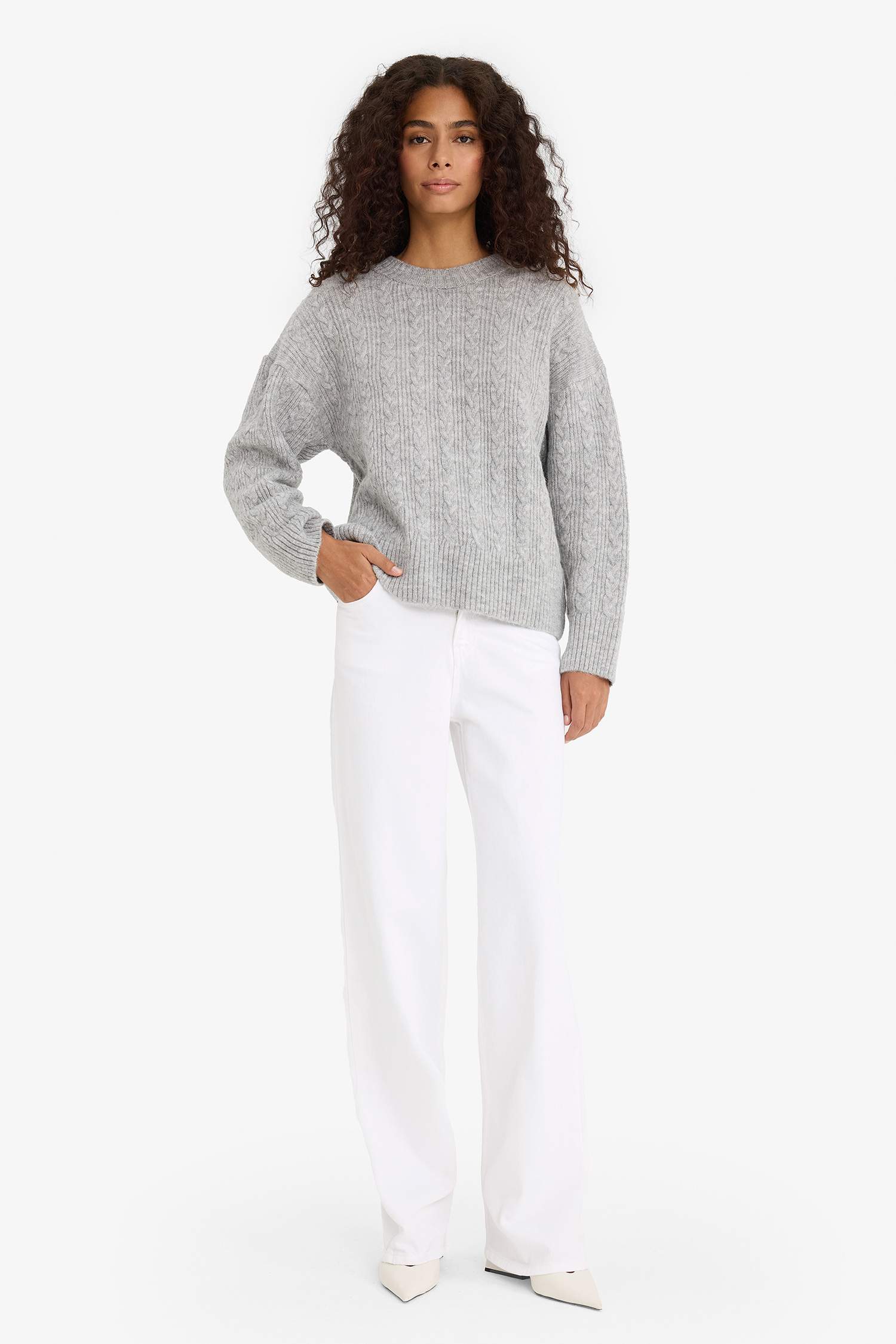 Oversize Loose Fit Crew Neck Knit Sweater