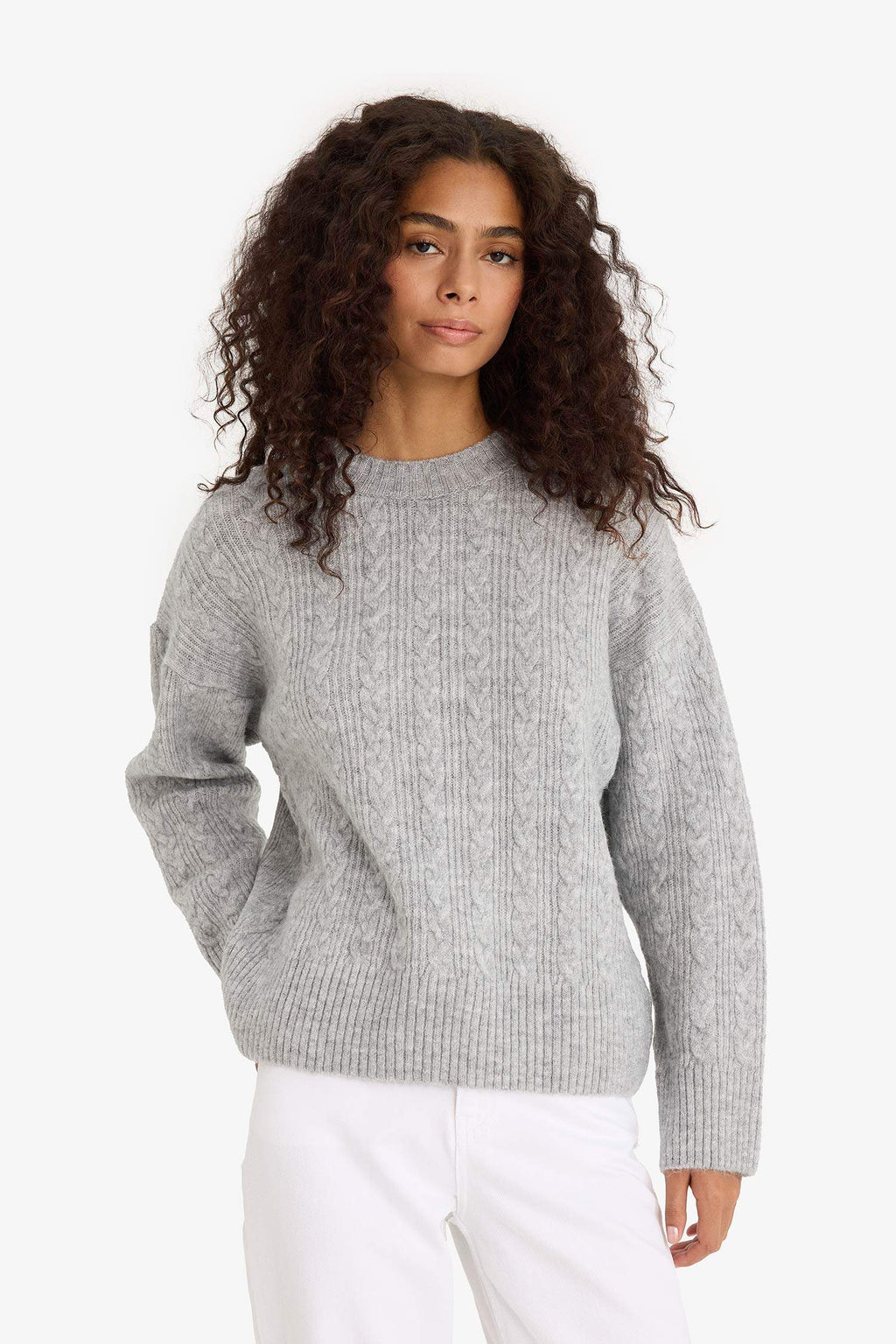 Oversize Loose Fit Crew Neck Knit Sweater