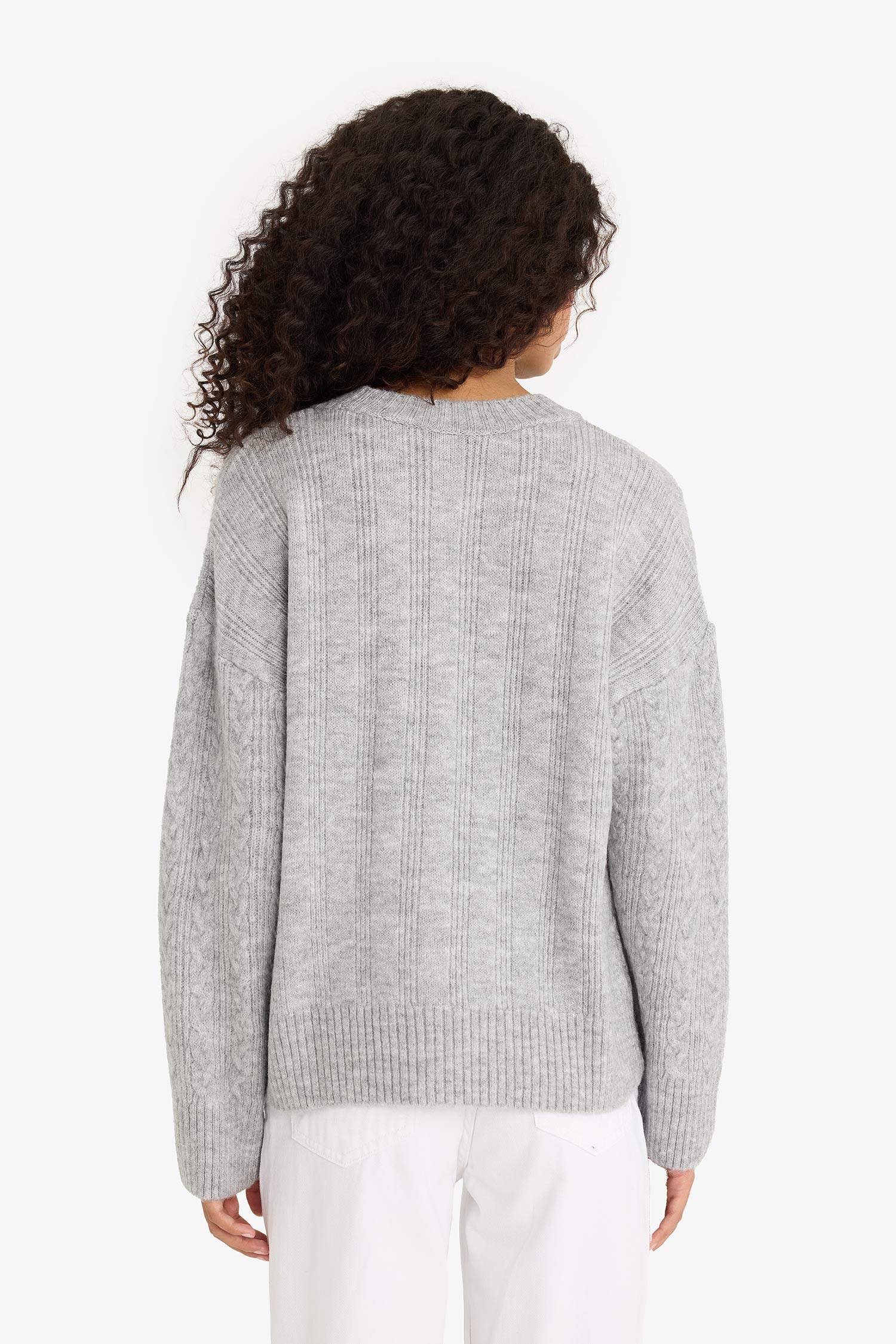 Oversize Loose Fit Crew Neck Knit Sweater