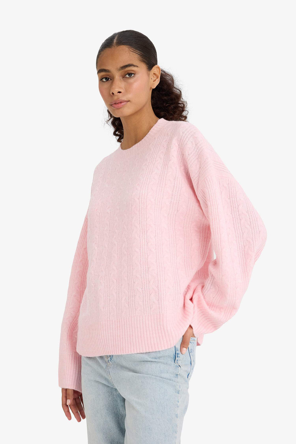 Oversize Loose Fit Crew Neck Knit Sweater