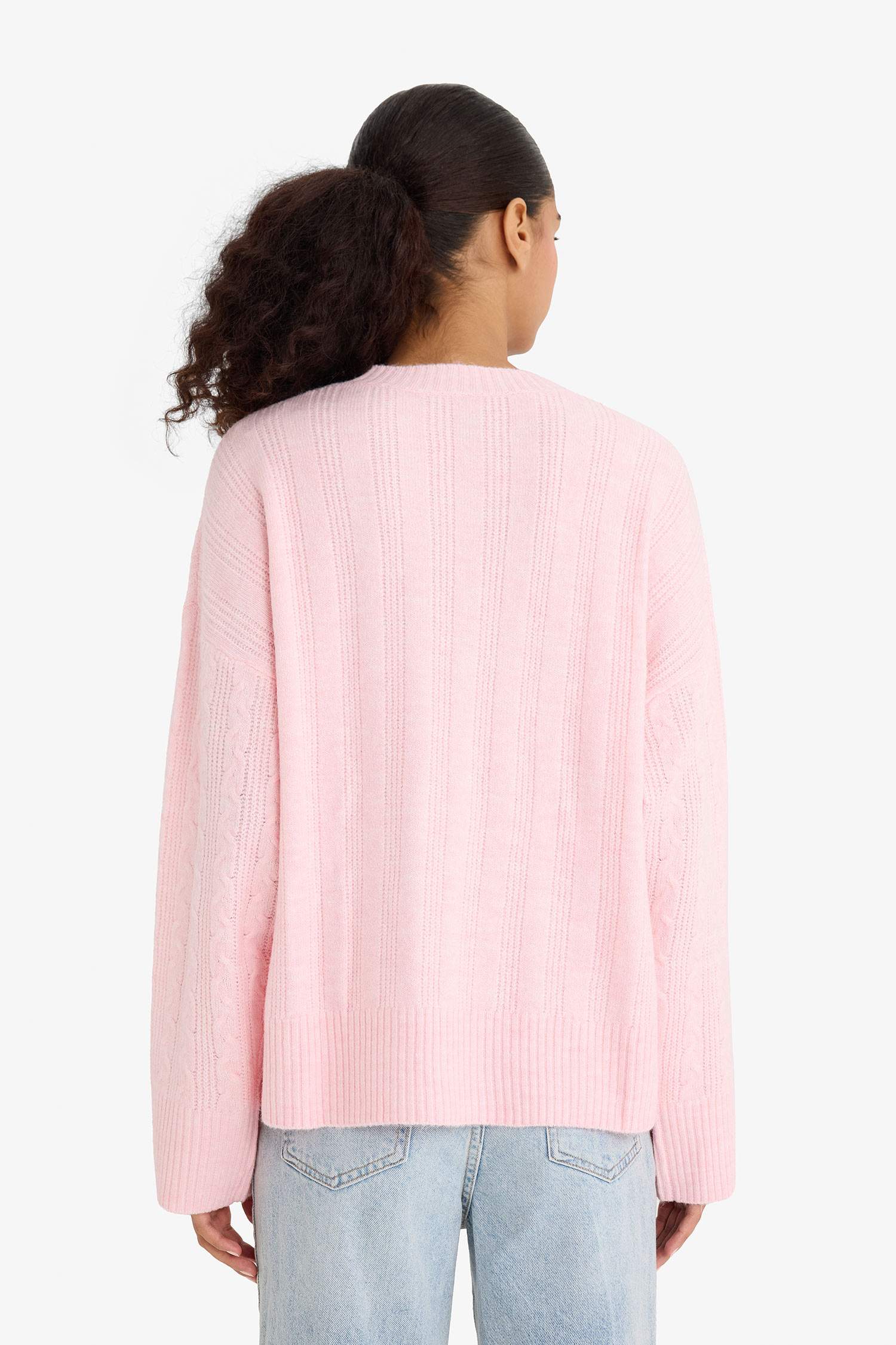 Oversize Loose Fit Crew Neck Knit Sweater