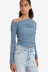 Slim Fit One Shoulder Crepe T-Shirt