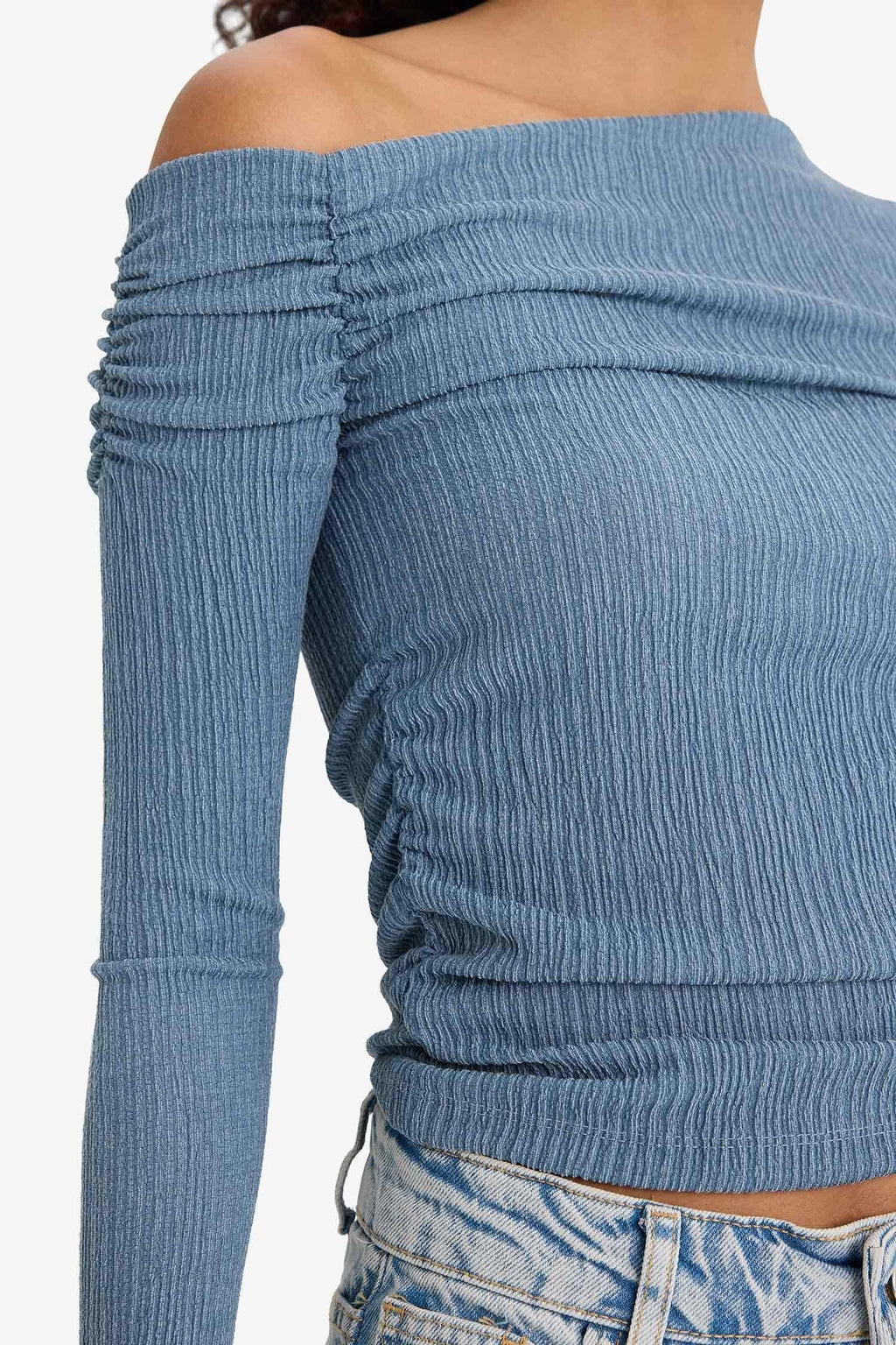 Slim Fit One Shoulder Crepe T-Shirt