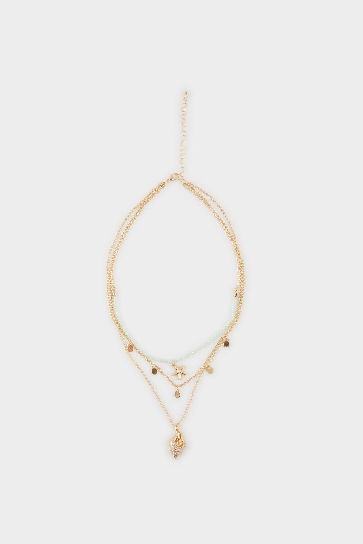 Women 3-Piece Seashell Themed Gold Necklace