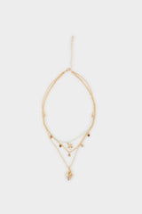 Women 3-Piece Seashell Themed Gold Necklace