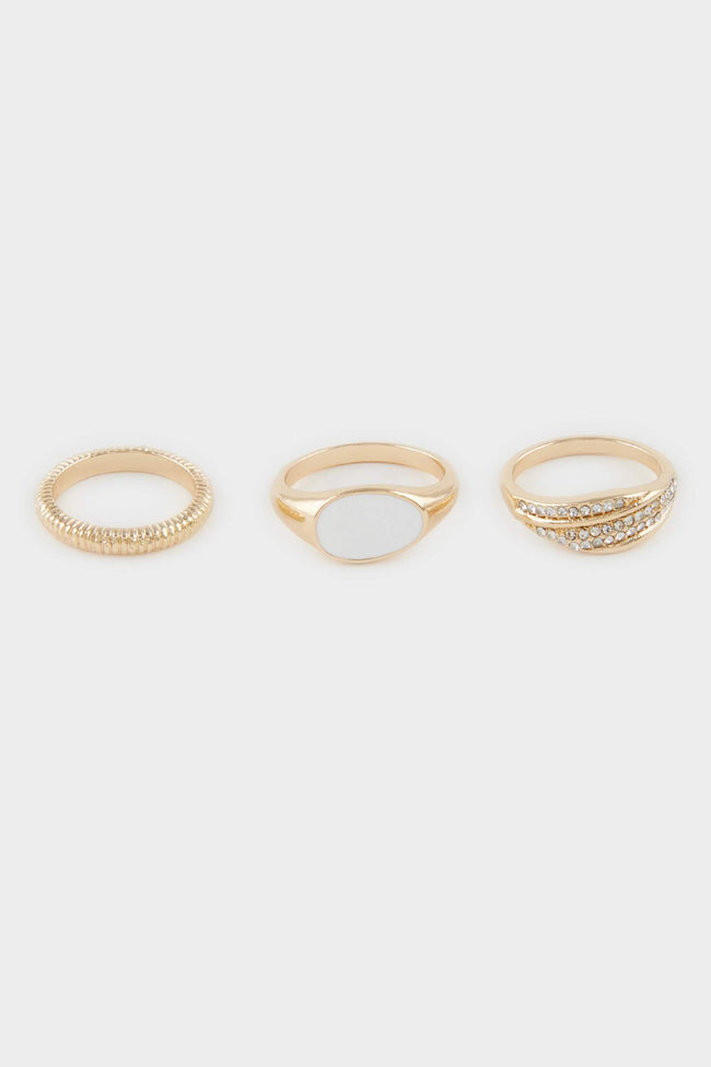 women 3-Piece Gold Ring Hover Image