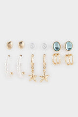 women 6-Piece Gold Earrings