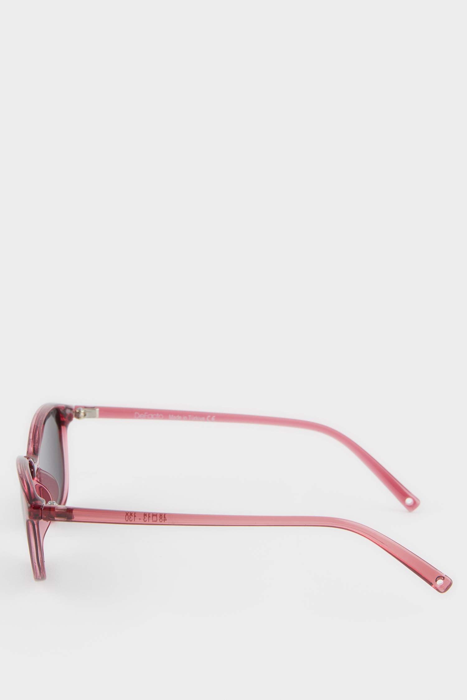 Round Burgundy Plastic Frame Black Lens Polarized Sunglasses For Girls