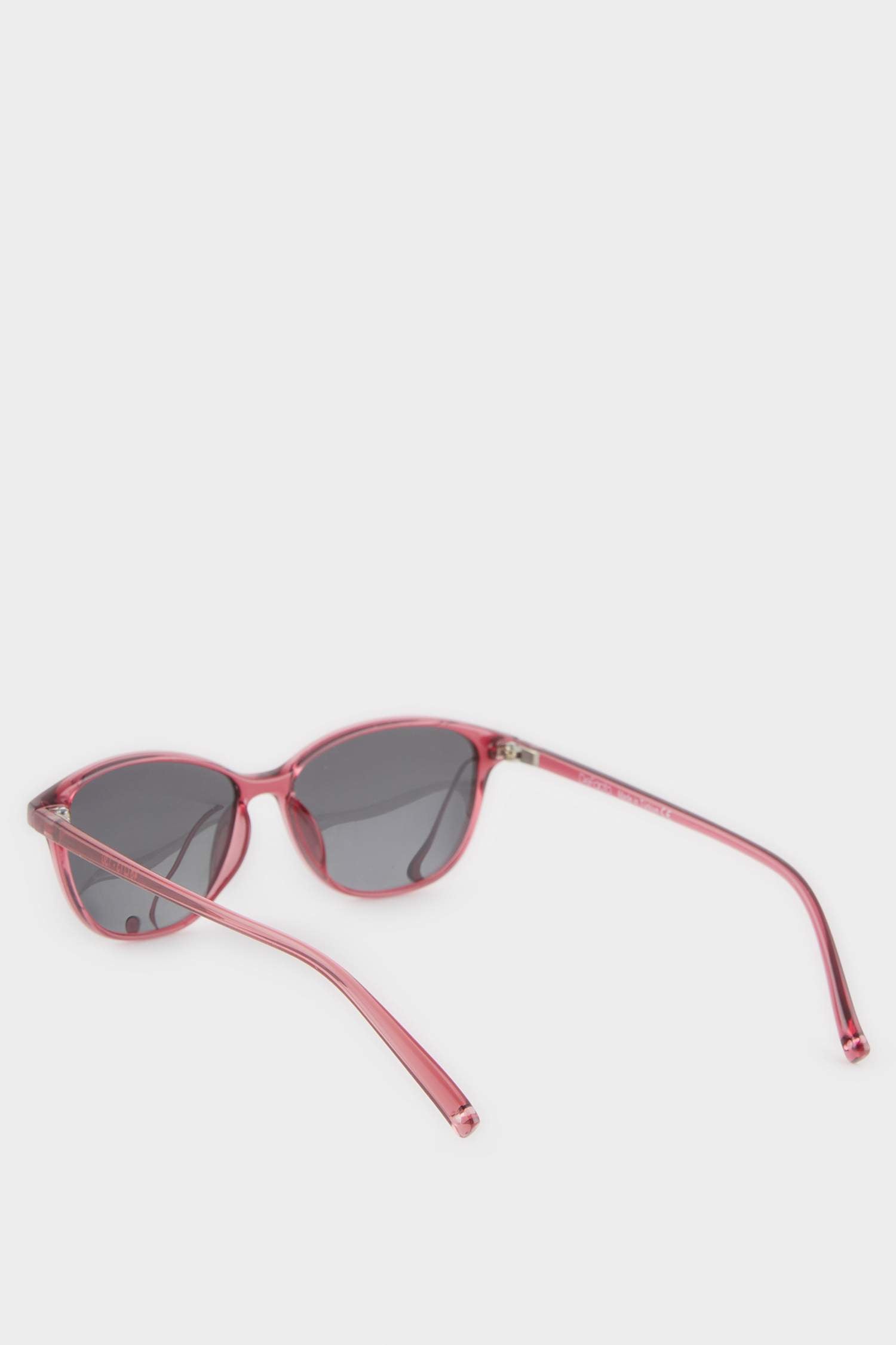 Round Burgundy Plastic Frame Black Lens Polarized Sunglasses For Girls