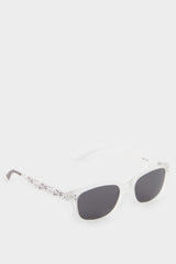 Girls Round White Plastic Frame Black Glass Polarized Sunglasses