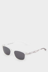 Girls Round White Plastic Frame Black Glass Polarized Sunglasses
