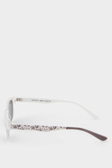 Girls Round White Plastic Frame Black Glass Polarized Sunglasses