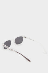 Girls Round White Plastic Frame Black Glass Polarized Sunglasses