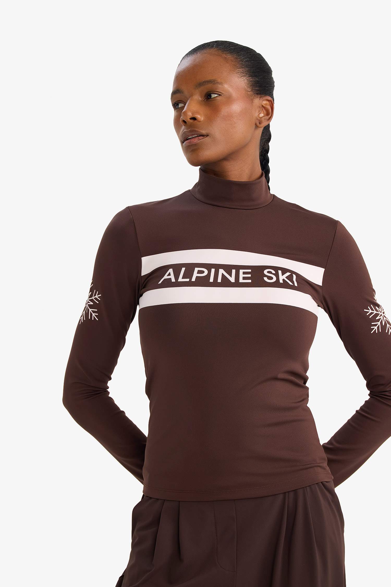 Slim Fit, Narrow Cut, Stand-Up Collar, Brushed Lined, Long-Sleeve Athletic T-Shirt