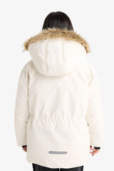 Girls' Detachable Faux Fur Collar Hooded Fleece Lined Zip-Up Puffy Ski Jacket