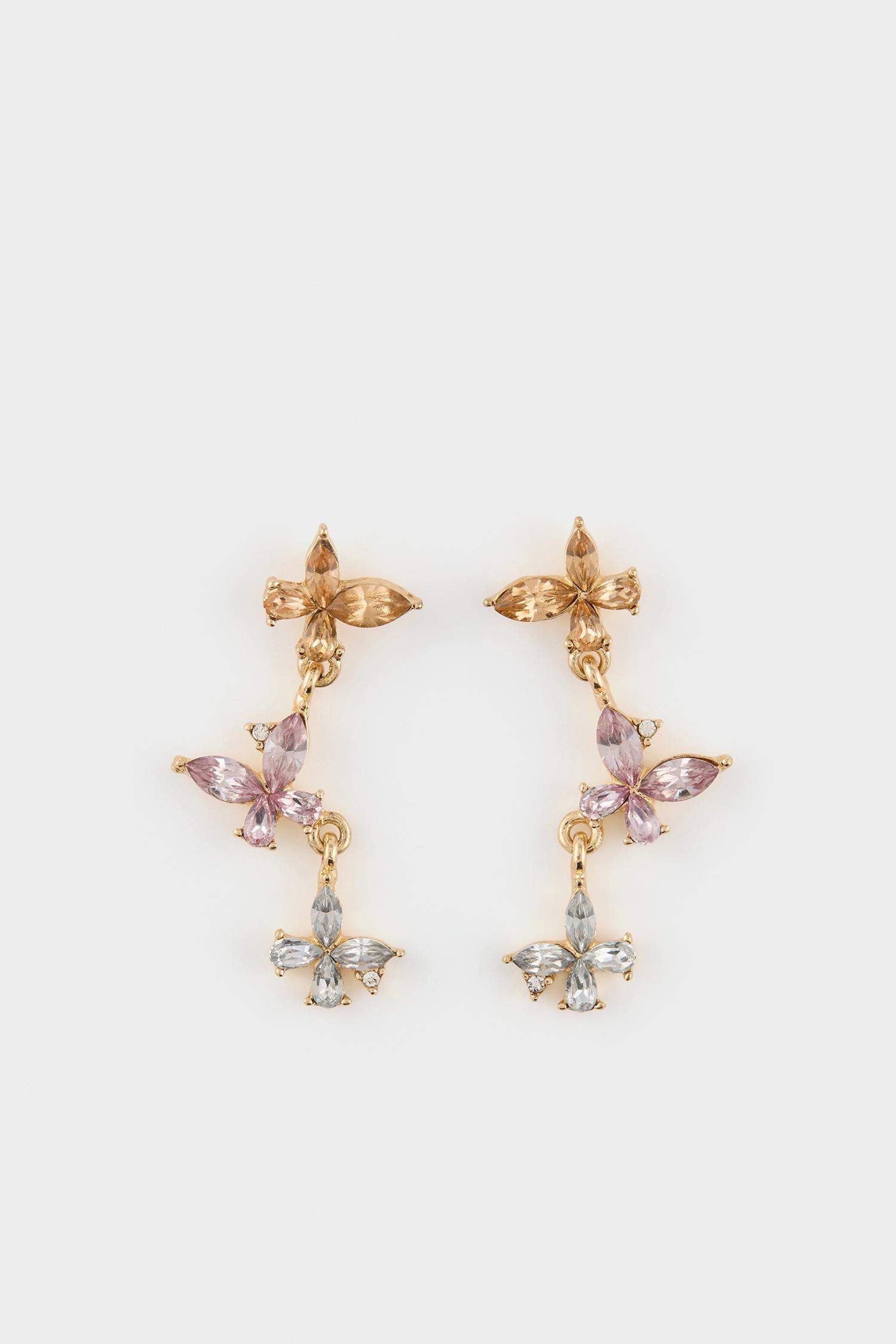 DCEY x DeFacto Women Flower Stone Gold Earrings