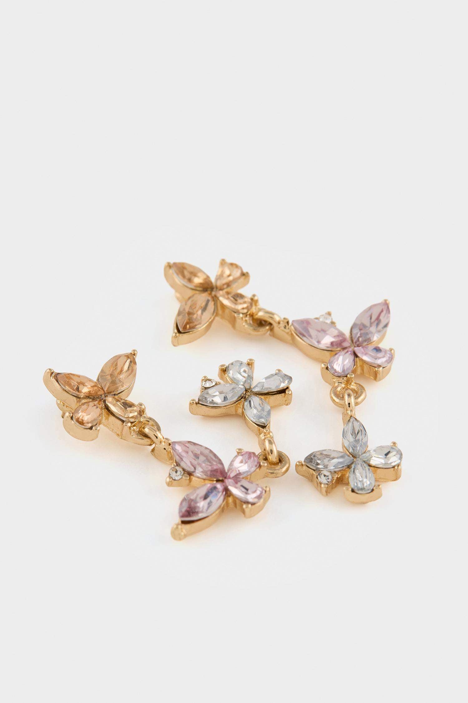 DCEY x DeFacto Women Flower Stone Gold Earrings