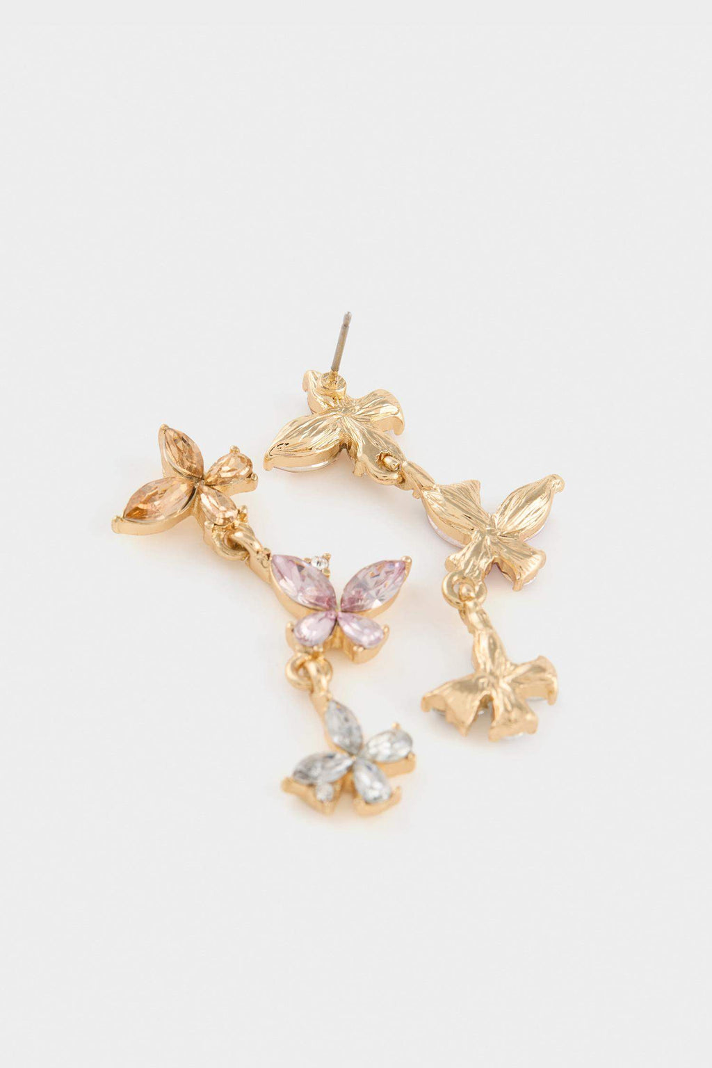 DCEY x DeFacto Women Flower Stone Gold Earrings
