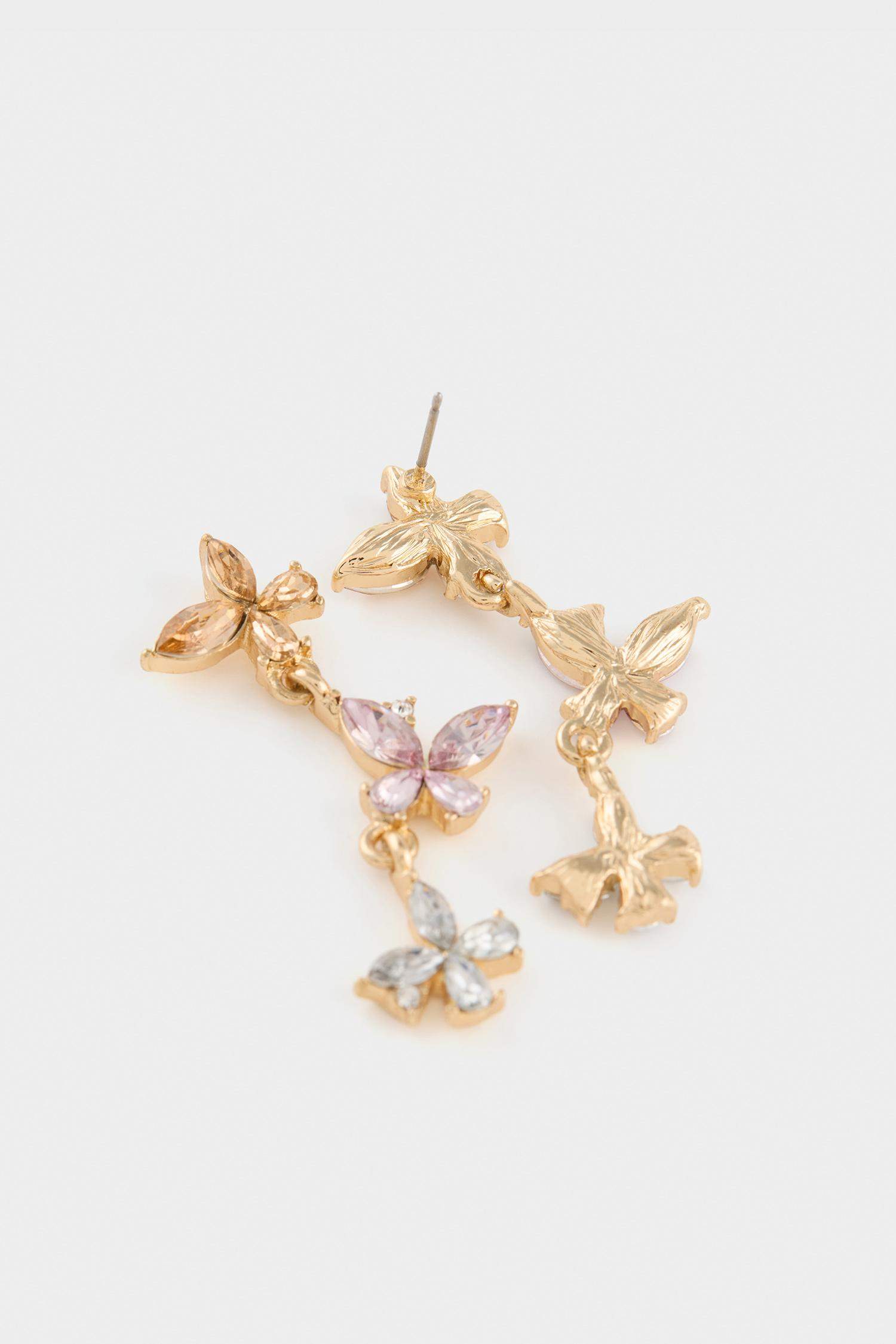 DCEY x DeFacto Women Flower Stone Gold Earrings