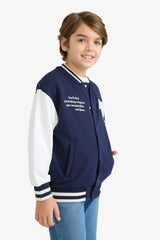 Boys Printed College Collar Bomber Jacket