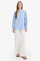 Relax Fit Crew Neck Long Sleeve Shirt Tunic