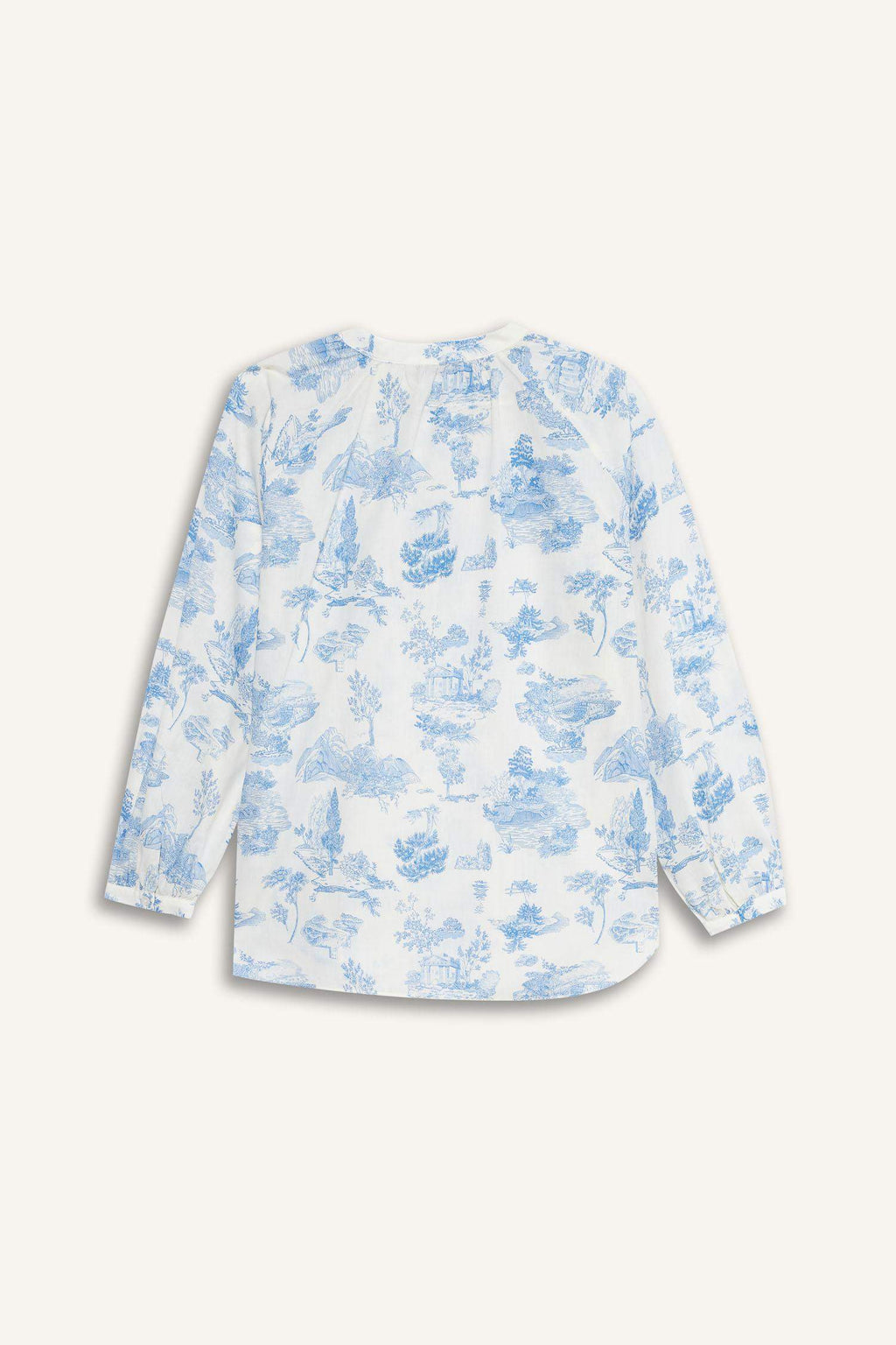 Relax Fit Floral Patterned Voile Long Sleeve Shirt Tunic