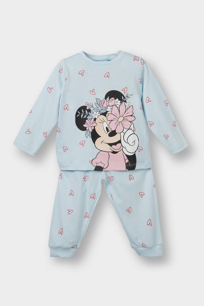 Disney Mickey & Minnie Baby Girl Pajama Set Long Sleeve Cotton Top Long Bottoms Hover Image