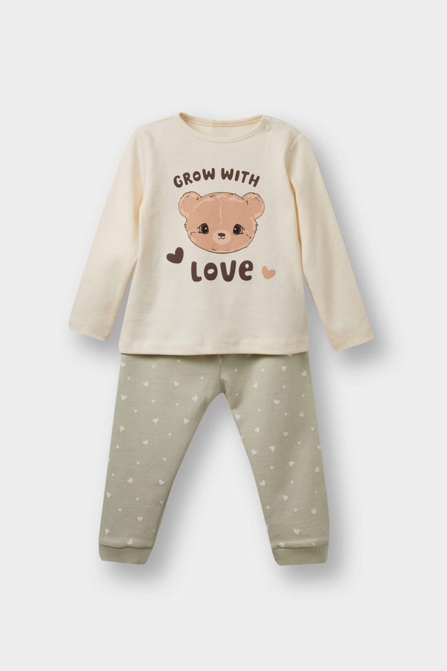 Baby Girl 3-Piece Set Hooded Snap Cardigan Printed Long Sleeve T-Shirt Bottoms Main Image