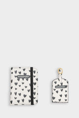 Women Heart Patterned Faux Leather Passport Holder