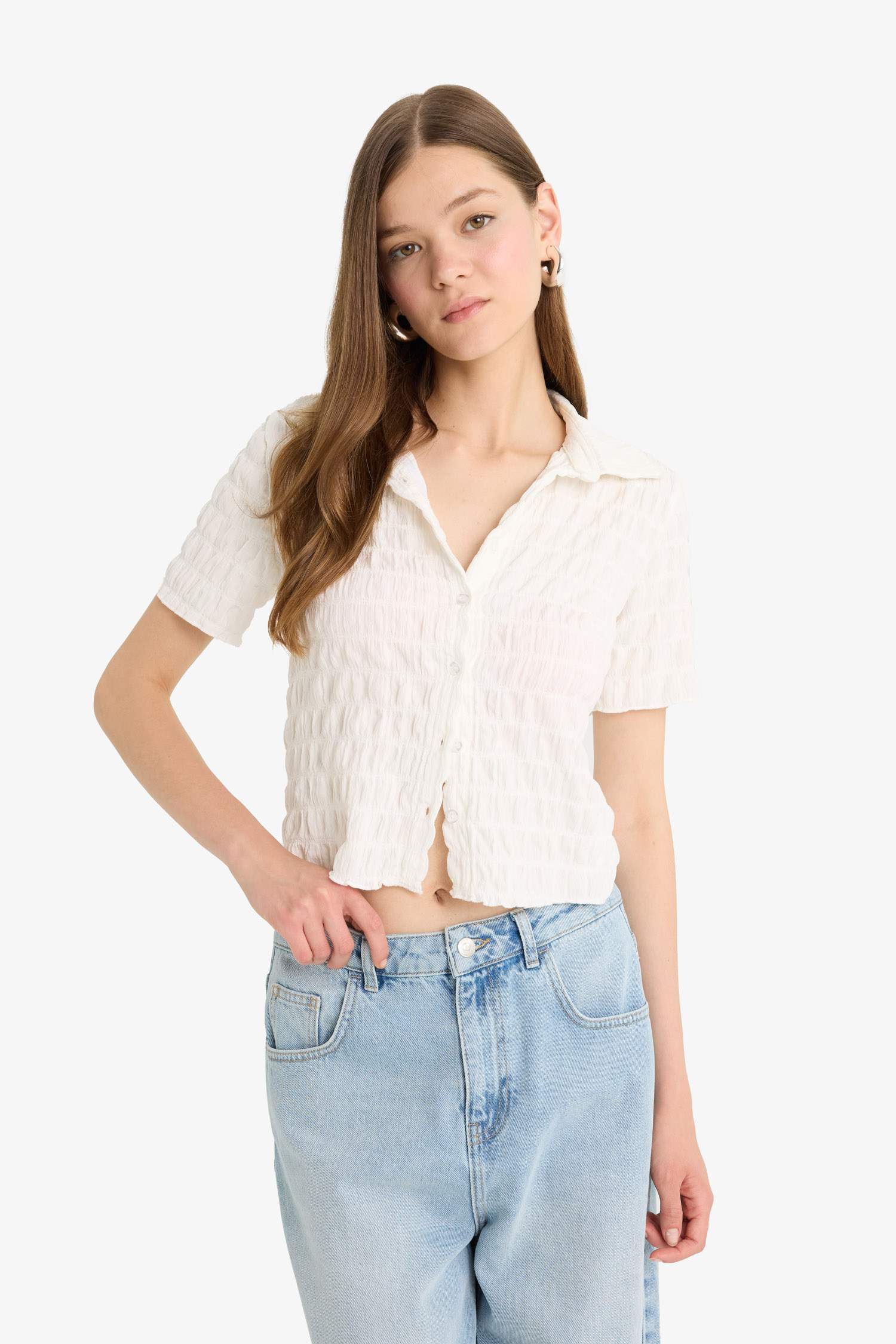 Cool Fitted Textured Short Sleeve Shirt