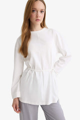 Loose Fit Crew Neck Long Sleeve Tunic