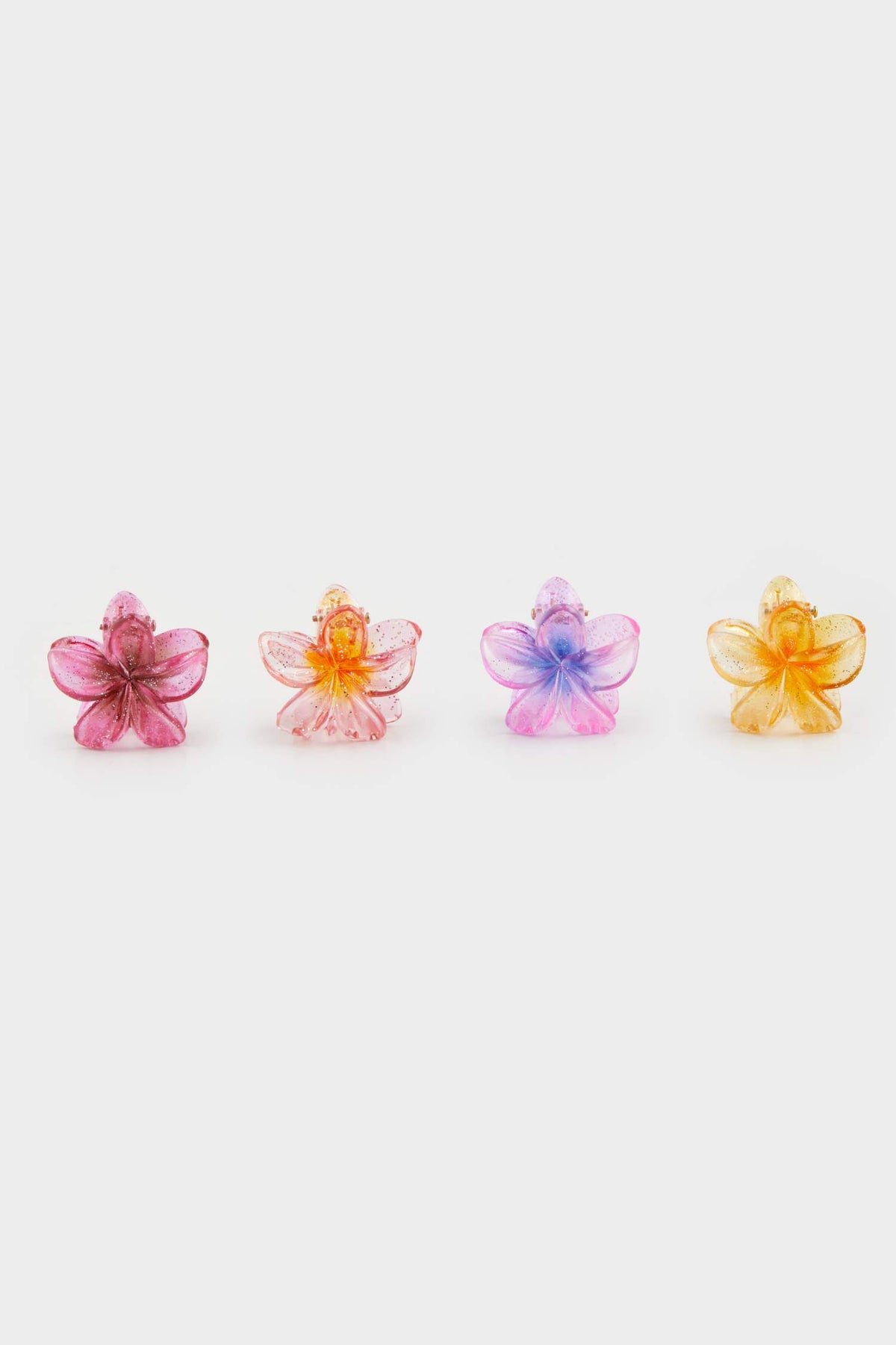Women 4-Piece Tiny Colorful Lotus Flower Latch Buckle