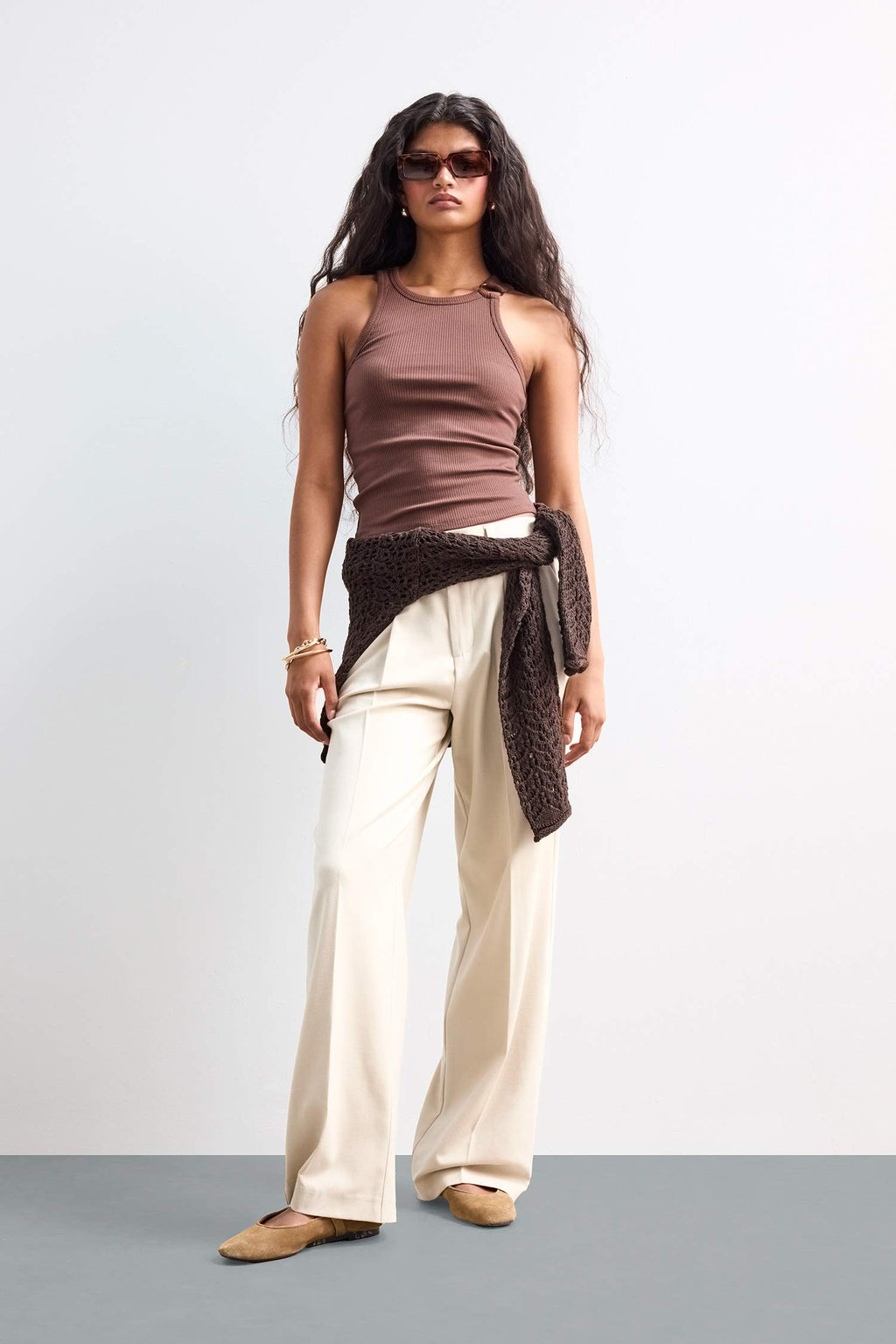 Slim Fit Slim Cut Crew Neck Ribbed Camisole Undershirt