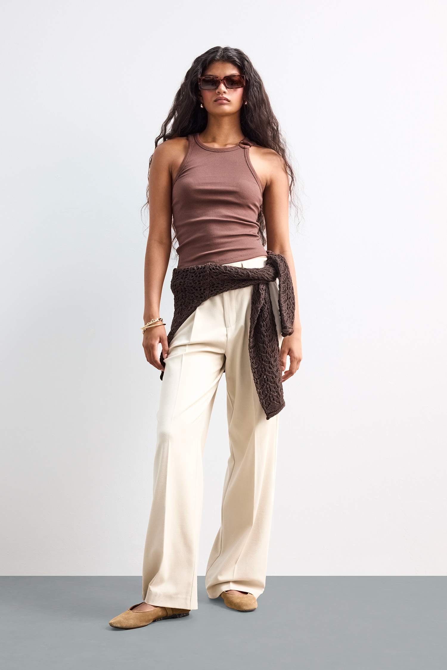 Slim Fit Slim Cut Crew Neck Ribbed Camisole Undershirt