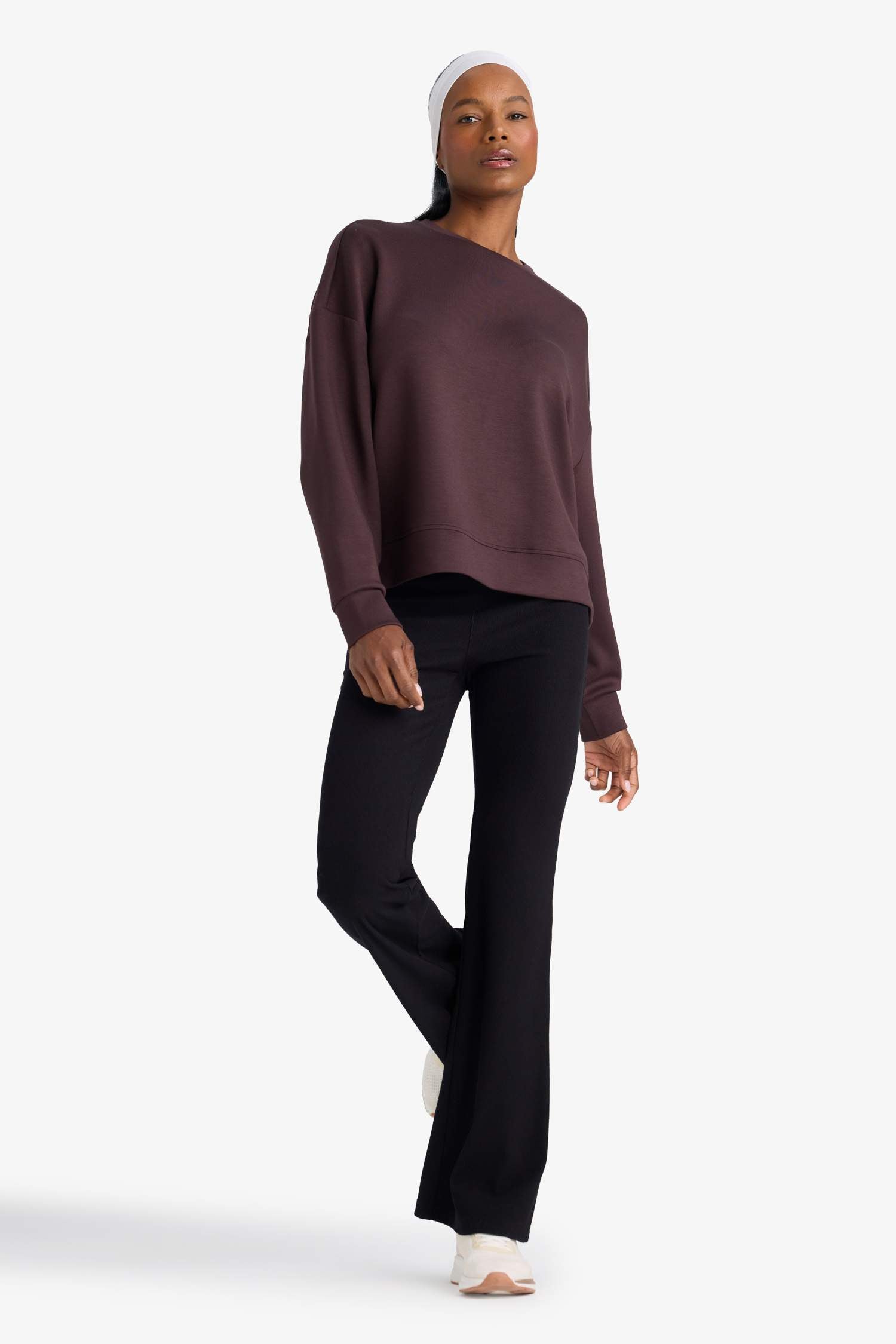 Flare Fit Shaping High Waist Wide Leg Standard Length Ribbed Athletic Pants