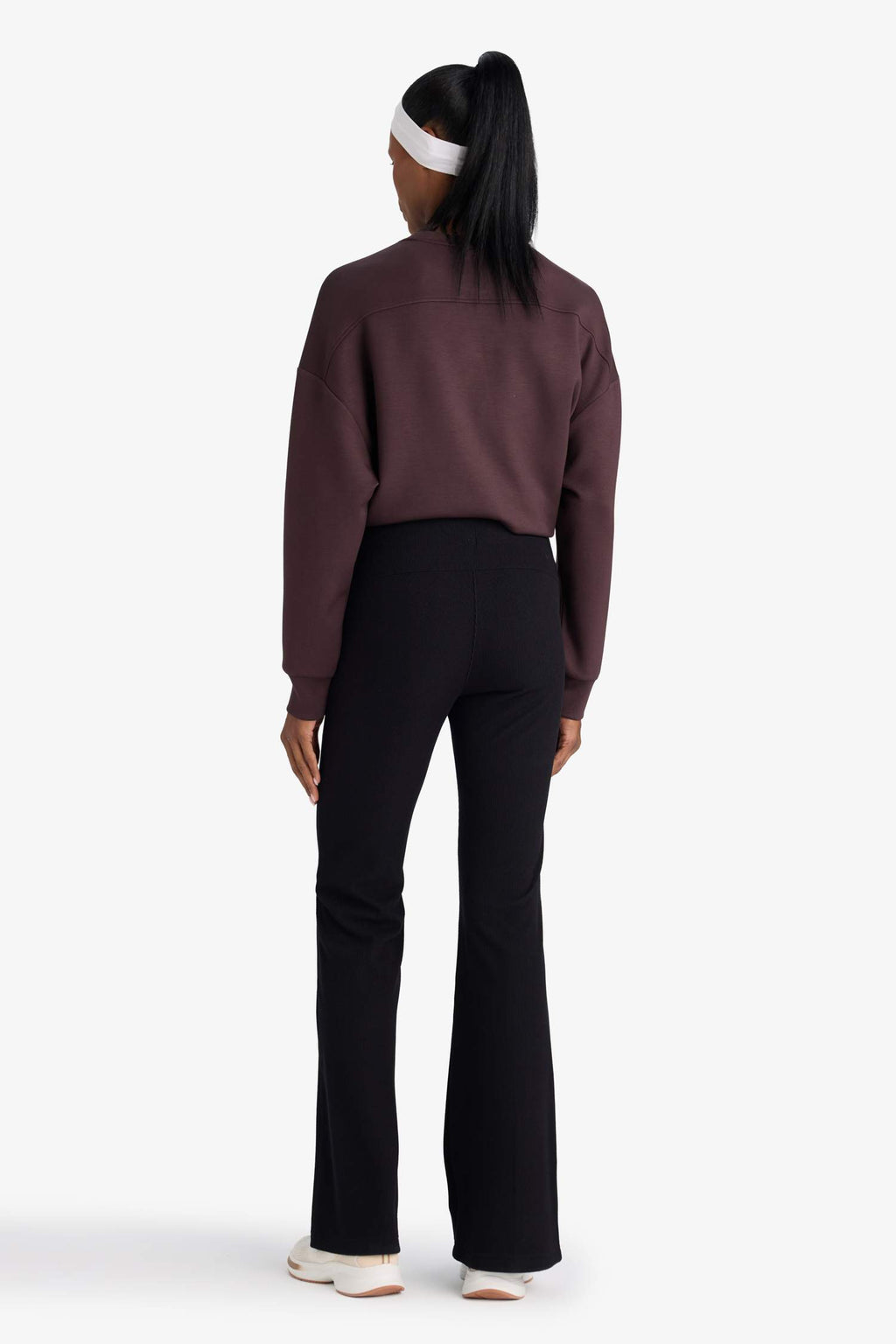 Flare Fit Shaping High Waist Wide Leg Standard Length Ribbed Athletic Pants