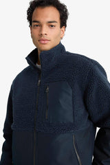 Regular Fit Plush Jacket with Knit Detail and Inner Pockets