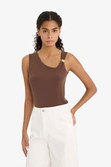 Slim Fit One-Shoulder Blouse with Accessory Detail