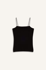 Fitted Square Neck Basic Plain Strappy Tank Top