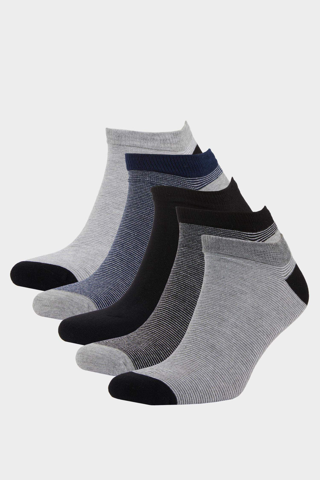 Men Striped Seamless 5-Pack Bamboo Ankle Socks