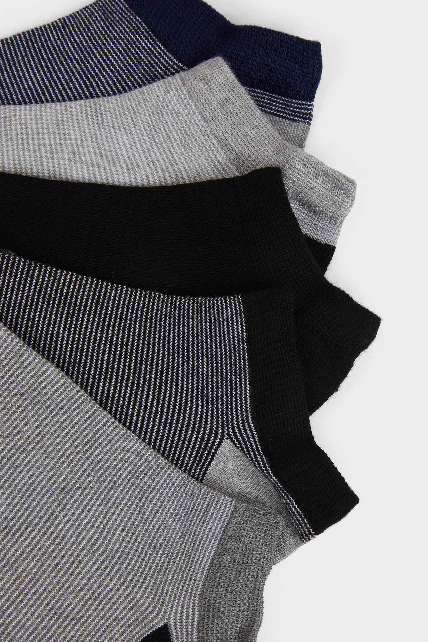 Men Striped Seamless 5-Pack Bamboo Ankle Socks