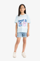 Girls Disney Lilo & Stitch Relax Fit Crew Neck Short Sleeve T-Shirt