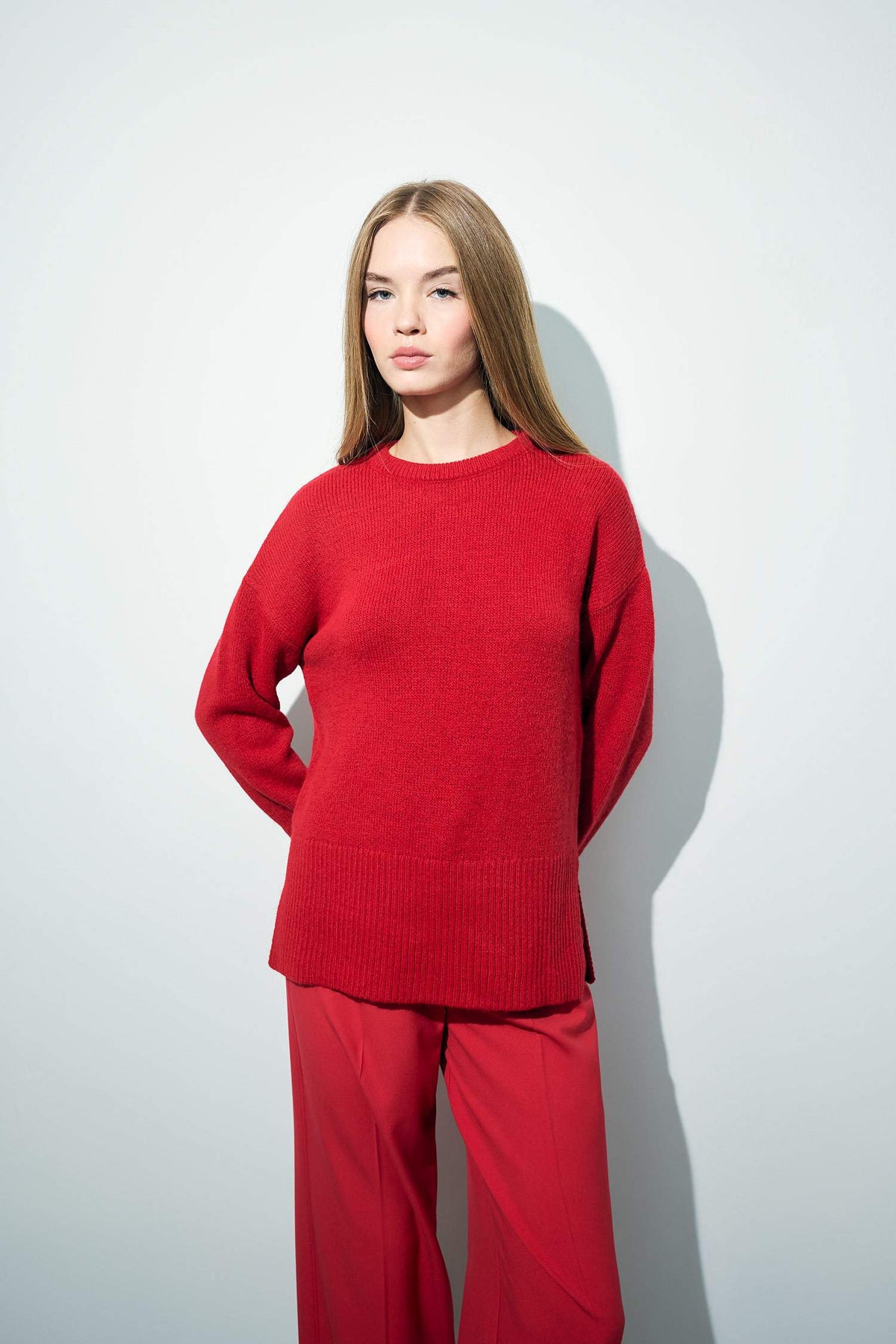 Oversize Loose Fit Crew Neck Knit Sweater