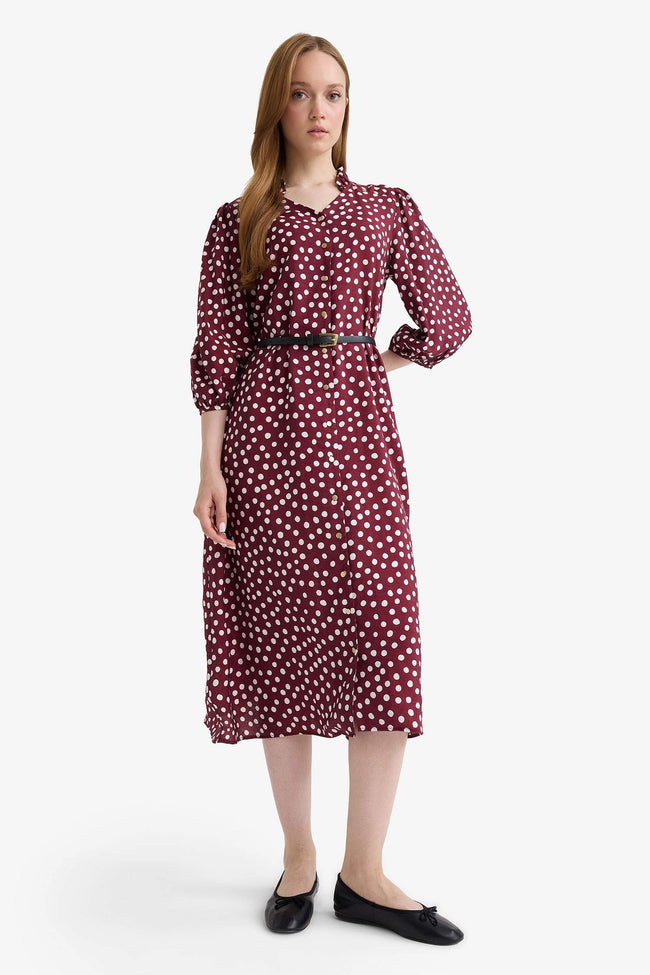 Relax Fit V-Neck Polka Dot Short-Sleeve Dress Hover Image