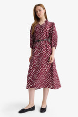 Relax Fit V-Neck Polka Dot Short-Sleeve Dress